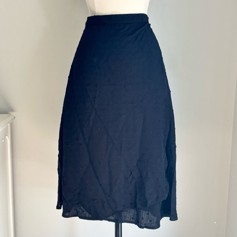 Black Pindot Rayon Wrap Skirt, Vintage Style Coquette Retro Made in USA
